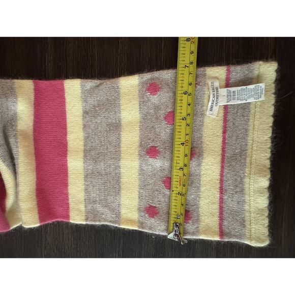 American Eagle Scarf Retro Striped Polka Dot Soft Knit Shawl wool cashmere blend - Picture 4 of 10